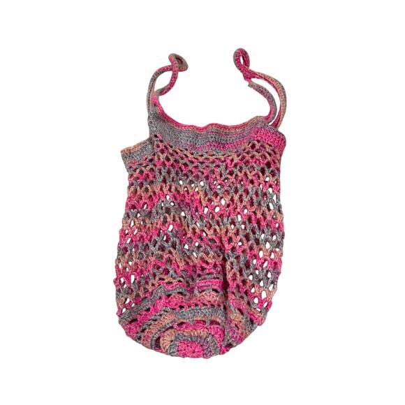 Handmade boho hippie bag pink lightweight beach casual colorful over shoulder - Picture 2 of 7